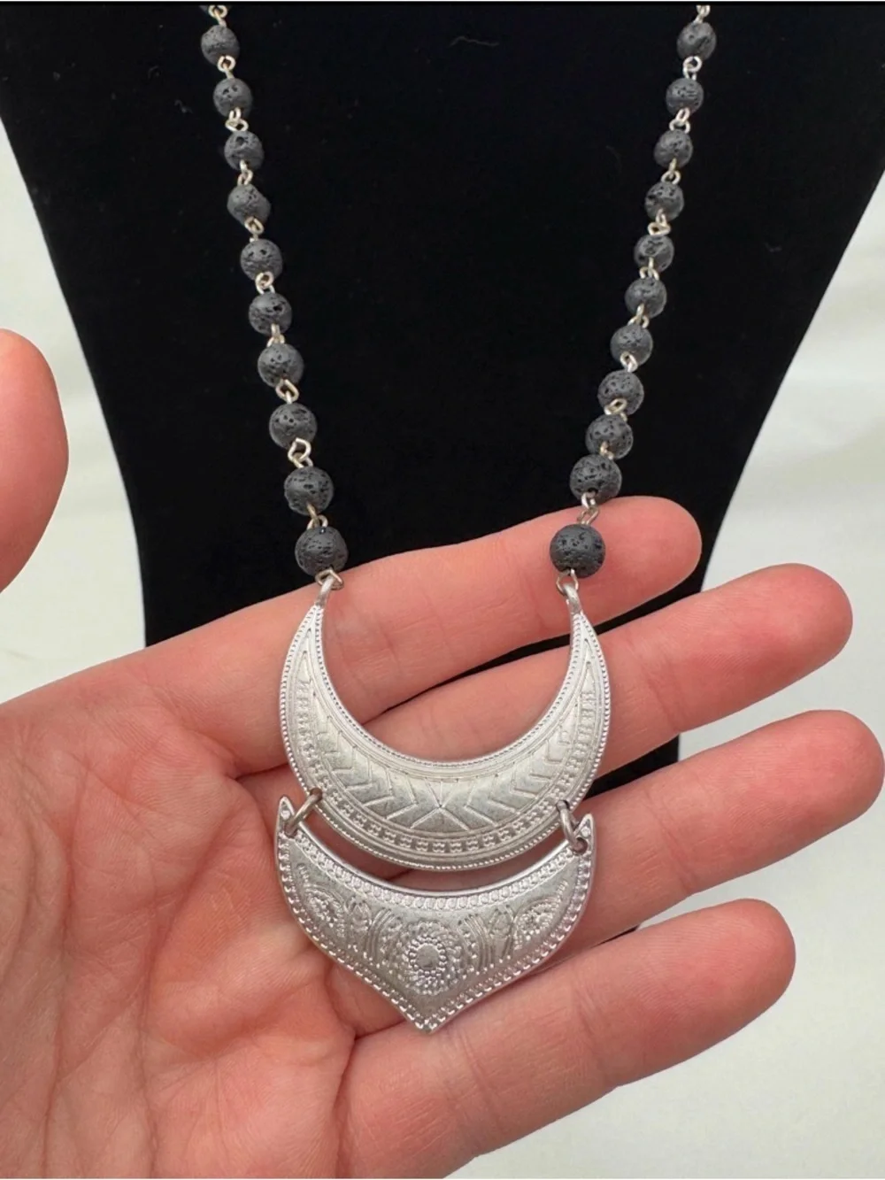 Marlyn Shiff Silver-Tone Crescent Pendant Necklace - Women's Jewelry
